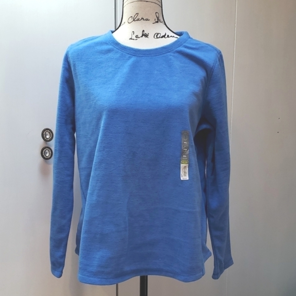 Tek Gear- Womens Blue Crew Neck Fleece Longsleeve Top Soft Cozy Sz.PXL